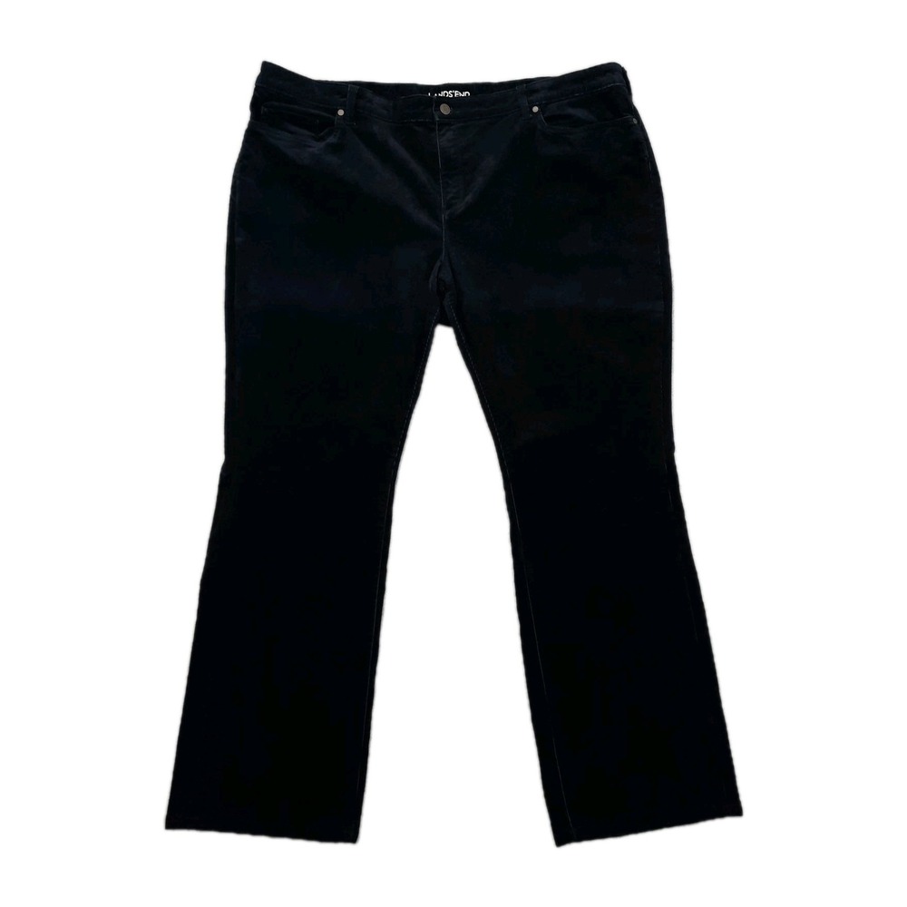 Lands End‎ Corduroy Pants Womens 24W Black Mid Rise Demi Bootcut Preppy Academia